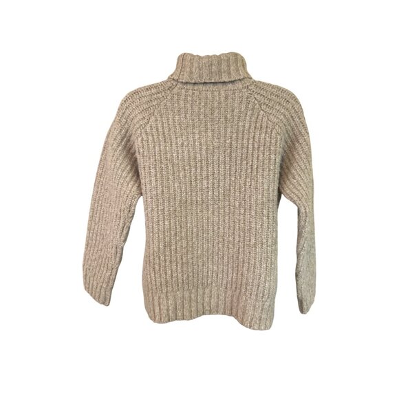 Old Navy XL Beige Wool Blend Ribbed Knit Turtleneck Sweater Chunky Cozy 90s Y2K - Picture 3 of 7